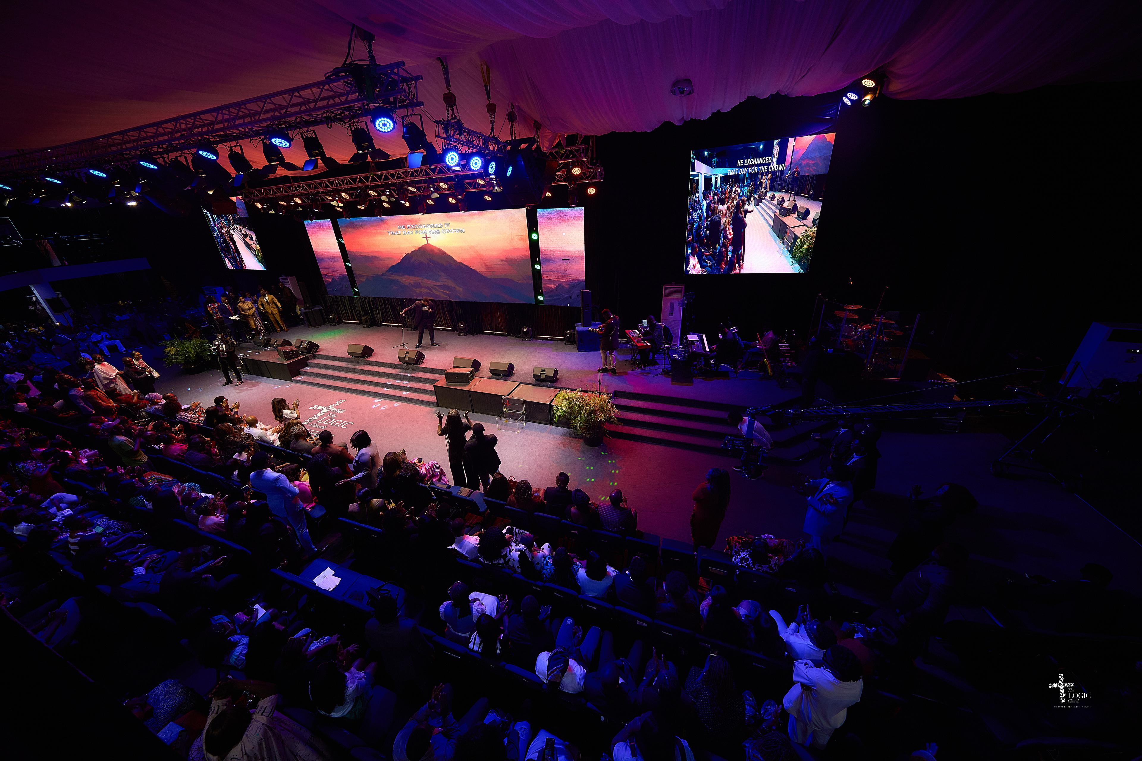 Aerial view of The LOGIC Church building and surrounding community in Lekki, Lagos